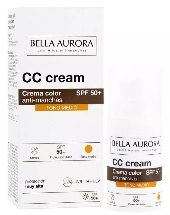 Bella Aurora CC Cream Creme Cor Anti-manchas Tom Médio SPF50+ 30ml