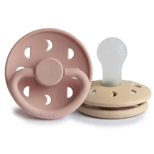 Frigg Moon Phase Pacifier Block Silicone Blush/Croissant +0m 2 units