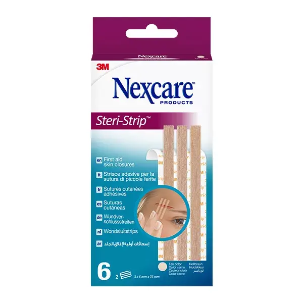 Nexcare™ Steri-Strip™ Sutures Cutanées Beige 6 Mm X 75 Mm 6 Paquet