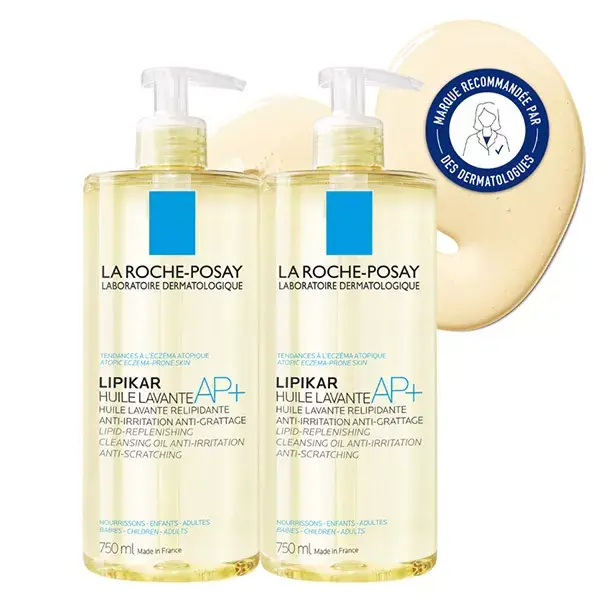 La Roche Posay Lot Lipikar Huile Lavante AP+ Relipidante Anti-Grattage 2x750ml 