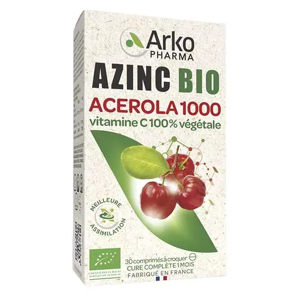 Arkopharma Azinc Natural Acerola 1000 Organic 30 tablets