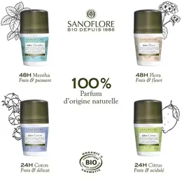 Sanoflore Déodorant Fraîcheur Coton Roll-On 24h Bio 50ml