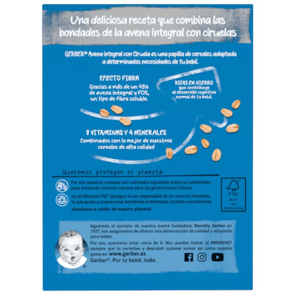 Gerber Porridge Oats with Plum 250 Gr