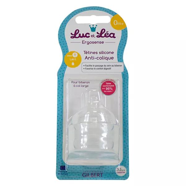 Luc et Léa Tetinas Silicona Anticólico 0m+ Caudal 1 Lento Lote de 2 