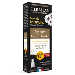 Herbesan Miel de Manuka IAA10+ Spray Gorge et Bouche Bio 25ml