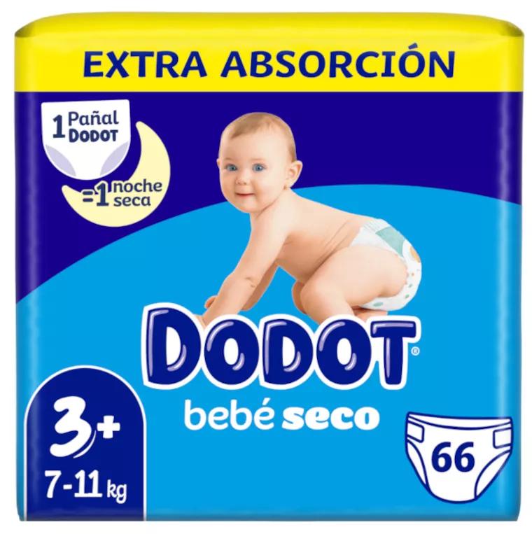 Dodot Pañales Bebé Seco Extra T3+ (7-11 Kg) 66 uds