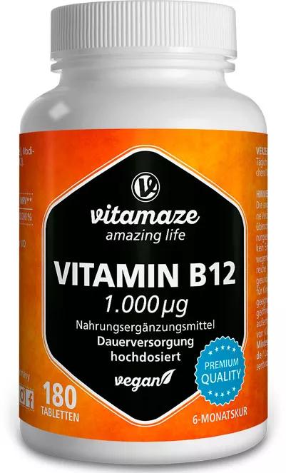 Vitamaze Vitamine B12 1000 µg 180 Comprimés Végétaliens