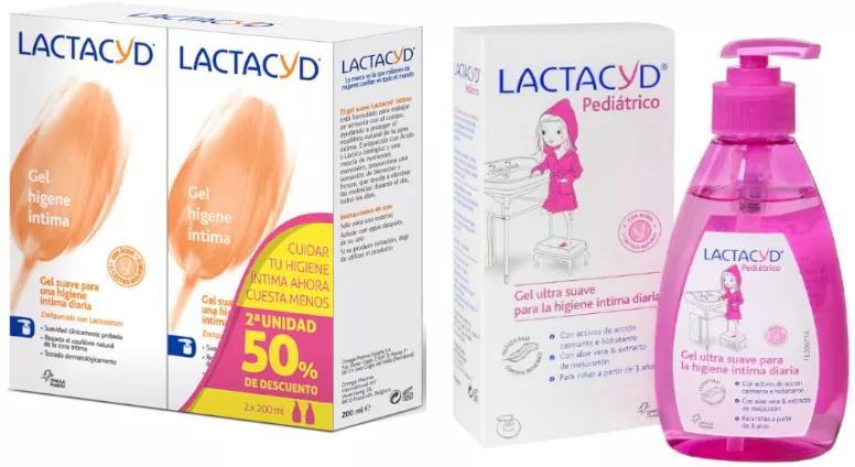 Lactacyd Íntimo Gel 2x200 ml + Gel Higiene Íntima Pediátrico 200 ml