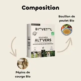 Biovetol - Alimentaire Bien-Être - Bouchées Alt'vers Petit Chien Bio <20kg - 6 bouchées