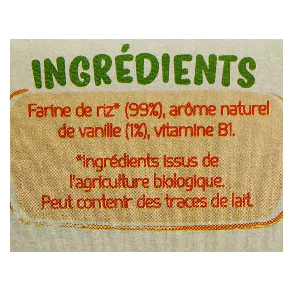 France Bébé Nutrition Céréales en Poudre Riz & Vanille +4m Bio 200g
