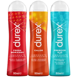 Durex Lubricantes Frescor + Calor + Fresa 3x50 ml