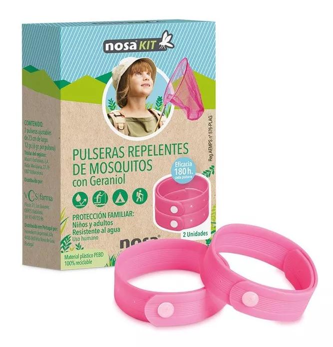 Bracelet Anti-Moustique Couleur Rose Nosa 2Uds