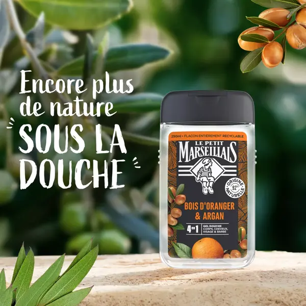 Le Petit Marseillais Gel Douche Homme Bois d'Oranger & Argan 250 ml