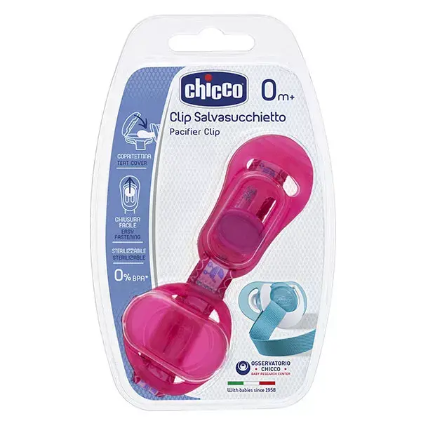 Chicco Accessories Pacifier Clip Ribbon with Teat Cover Pink