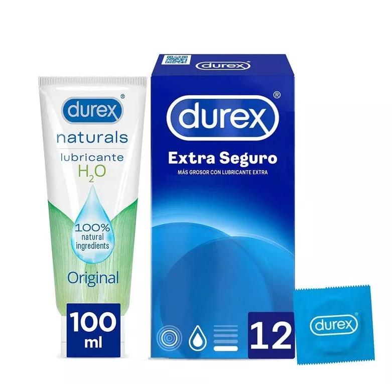 Durex Preservativos Extra Seguros 12 uds + Naturals Lubricante 100 ml