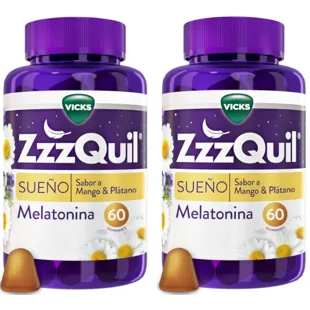 ZzzQuil Sommeil Mélatonine Mangue et Banane 2x60 Gummies