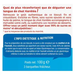 Karéléa Biscuits Sans Sucres Ajoutés Langues de Chat 100g