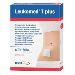 BSN Médical Leukomed T+ Pansement Non Tissé Adhésif 10 x 8cm 5 Unités