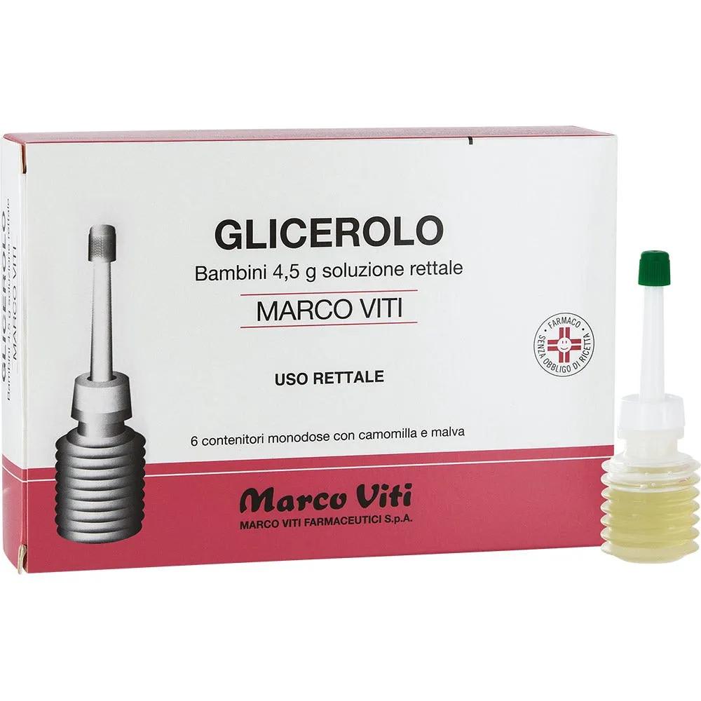 Glicerolo Marco Viti Bambini 4,5g Soluzione Rettale 6 Contenitori Monodose con Camomilla e Malva