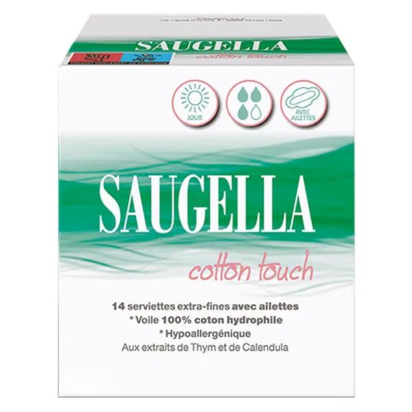 Saugella Cotton Touch Compresas Extrafinas con Alas (14 Unidades)