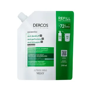 Shampoo Vichy Dercos per il trattamento di forfora e prurito, capelli normali/grassi, eco-ricarica 390 ml