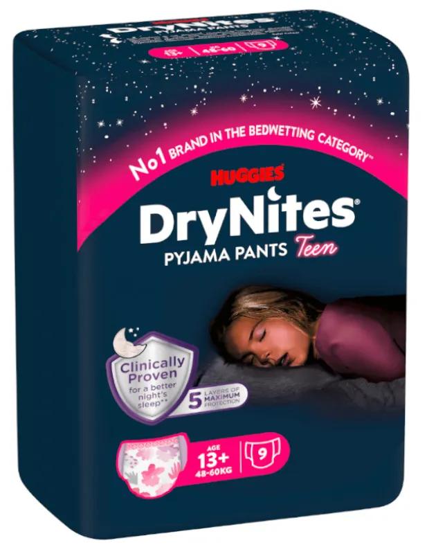 DryNites pyjamabroek tienermeisjes maat +13 jaar (48-60 kg) 9 stuks