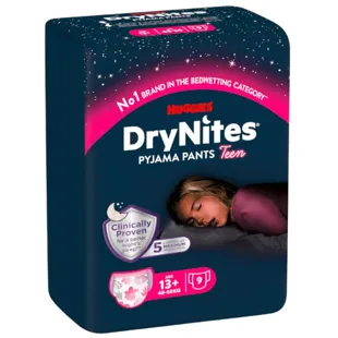 DryNites Pyjama-Hose für Teenager, Mädchen, Größe +13 Jahre (48–60 kg), 9 Einheiten