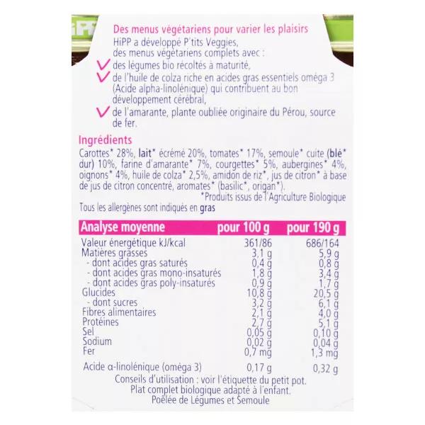 Hipp Bio P'tits Verduras Sartén y Sémola +6m 2 x 190g
