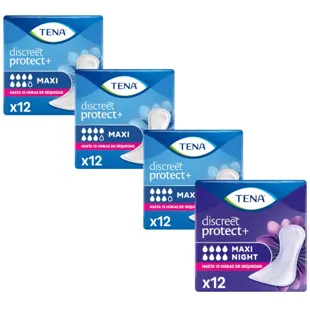 TENA Discreet Protect+ Maxi Women&#39;s 3x12 units + Discreet Protect+ Maxi Night Women&#39;s 12 units
