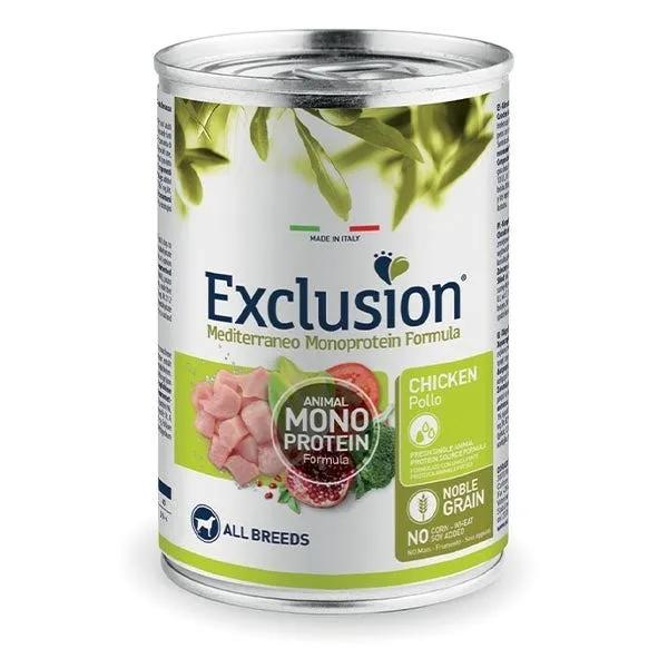 Exclusion Mediterraneo Monoprotein Noble Grain Umido Al Pollo Per Cani Lattina 400Gr