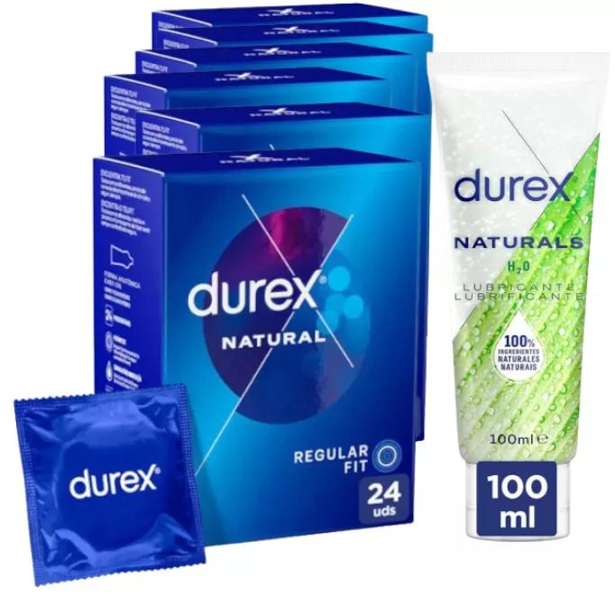 Durex Naturals Gel Lubrifiant Intime 100 ml + Préservatif Natural Plus Easy On 6x24 unités