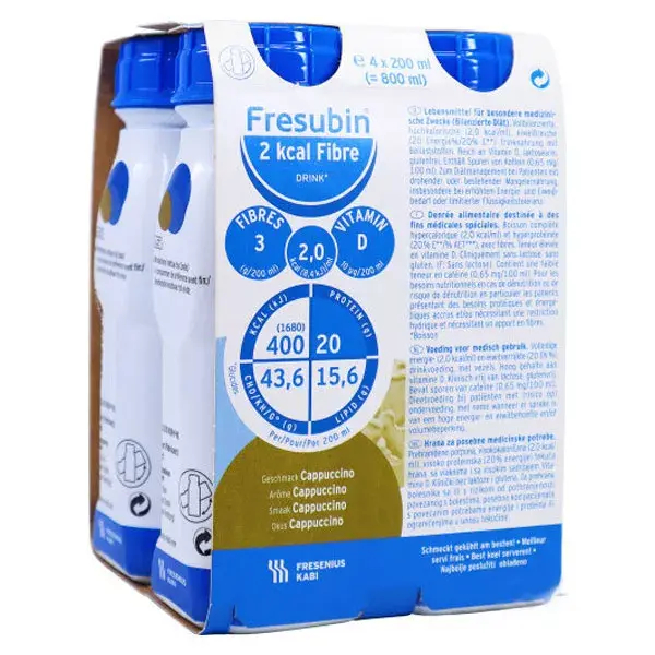 Fresenius Fresubin 2Kcal Fibre Drink Cappuccino Aliment Liquide 4 x 200ml