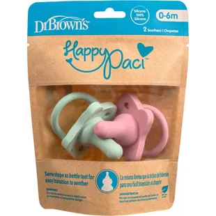 Dr Brown's HappyPaci All Silicone Pacifier 2 units Pink and Green