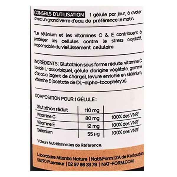 Nat & Form Glutathione active form + Selenium and vitamins C & E  antioxidant 30 capsules