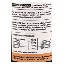 Nat & Form Glutathion forme active + Sélénium et vitamines C & E antioxydant 30 gélules