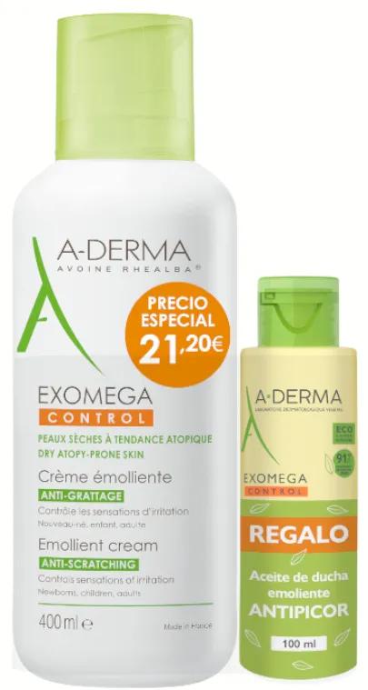 A-Derma Exomega Crème Contrôle 400 ml + Huile de Douche 100 ml