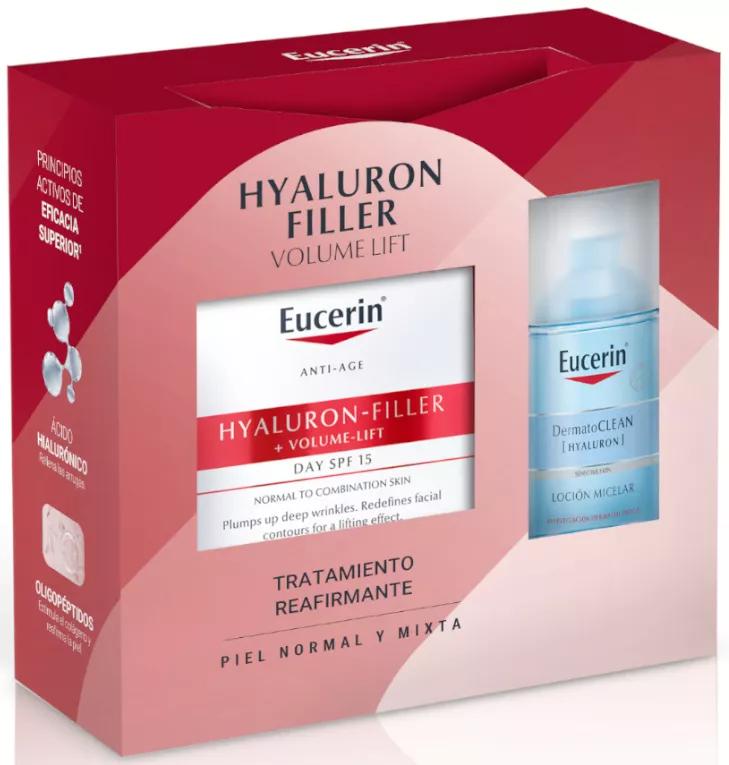 Eucerin Hyaluron-Filler Volume-Lift Tagescreme für normale Haut/Mischhaut 50 ml + Mizellenwasser 400 ml