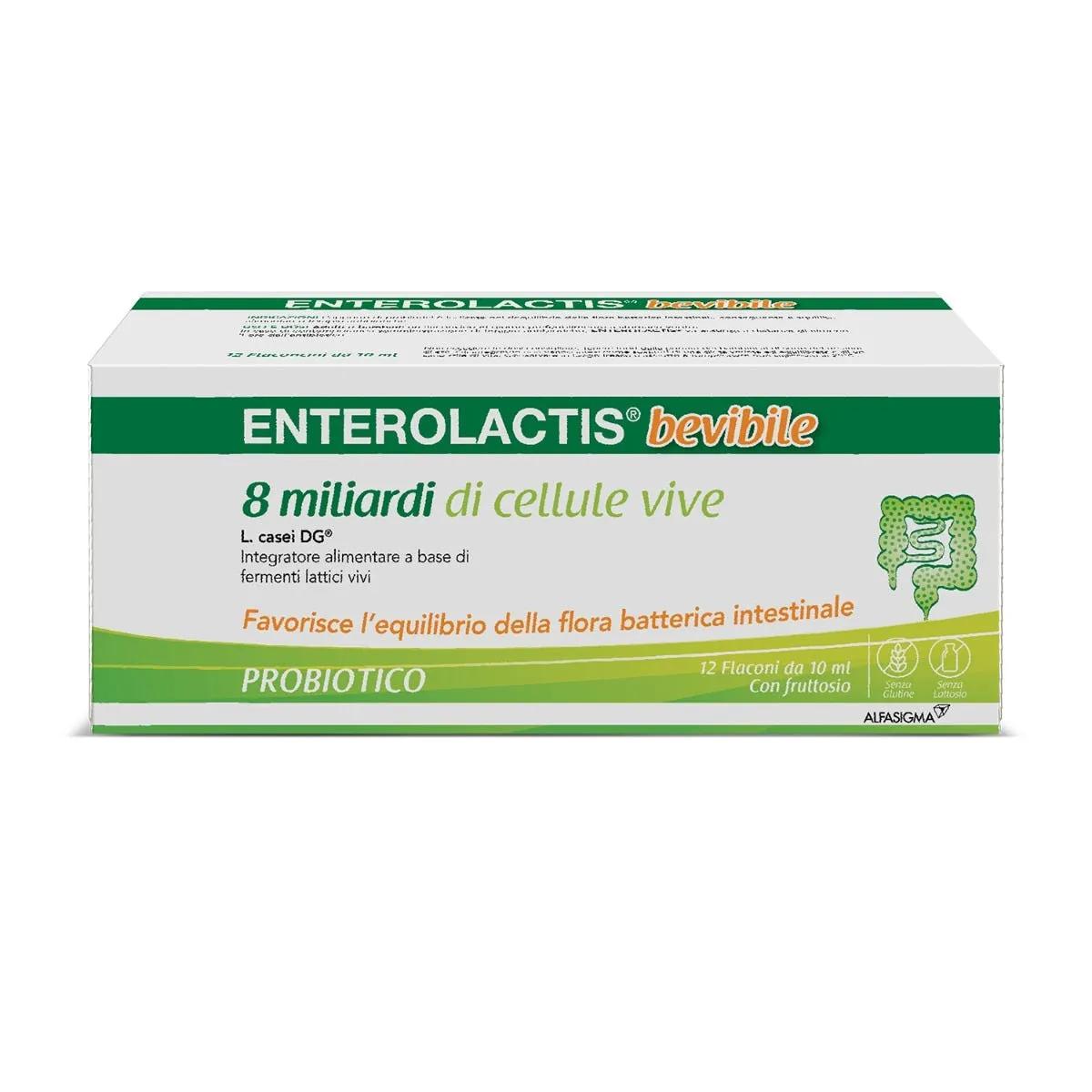 Enterolactis Bevibile Integratore Fermenti Lattici Vivi 12 Flaconcini 10 ml