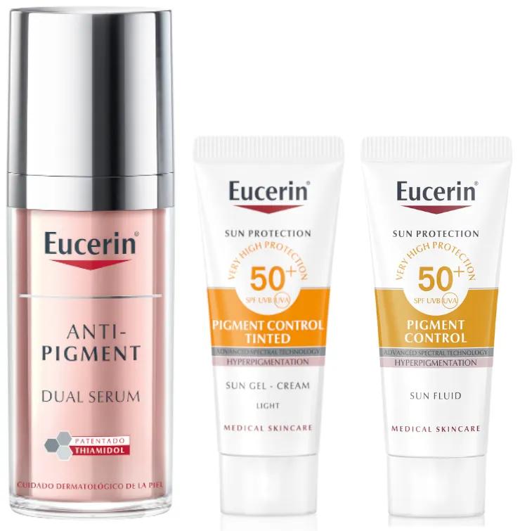 Eucerin Anti-Pigment Dual Serum 30 ml + Mini Solar Fluid SPF50 + Mini Color Solar Fluid SPF50