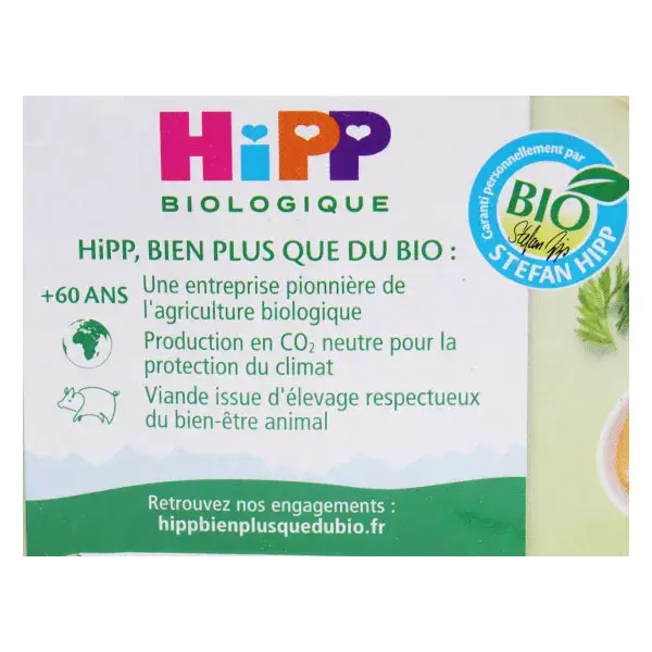 Hipp Mi Primer Verduras Orgánicas de Carne Jamón de Pasta + 6m Lote de 2x190g