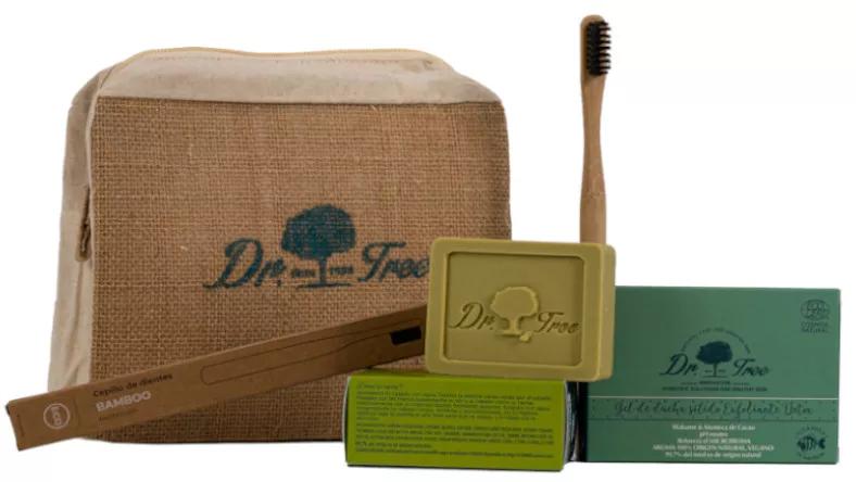 Dr.Tree Neceser kit Viajero Champú + Gel sólido + Cepillo Dental de Bambú