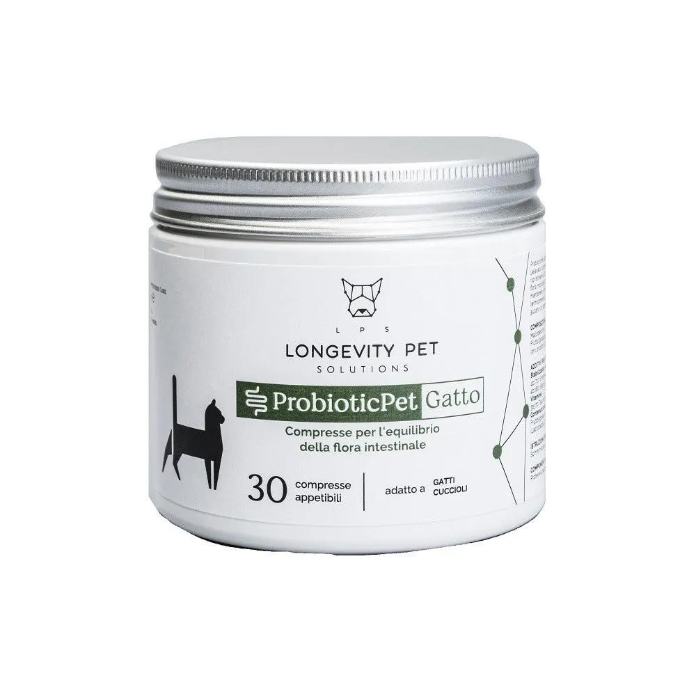 Longevity Pet ProbioticPet Per L'Equilibrio della Flora Intestinale Gatti 30 Compresse