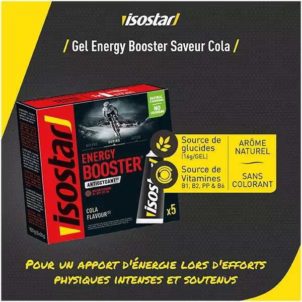 Isostar Energy Booster Gel Énergétique Cola 5 unités