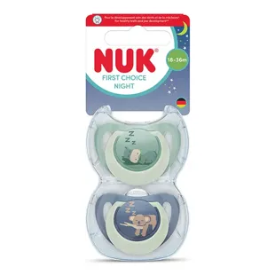 Nuk Ciuccio Starlight Silicone +18m Coccodrillo Blu Stelle Lotto di 2