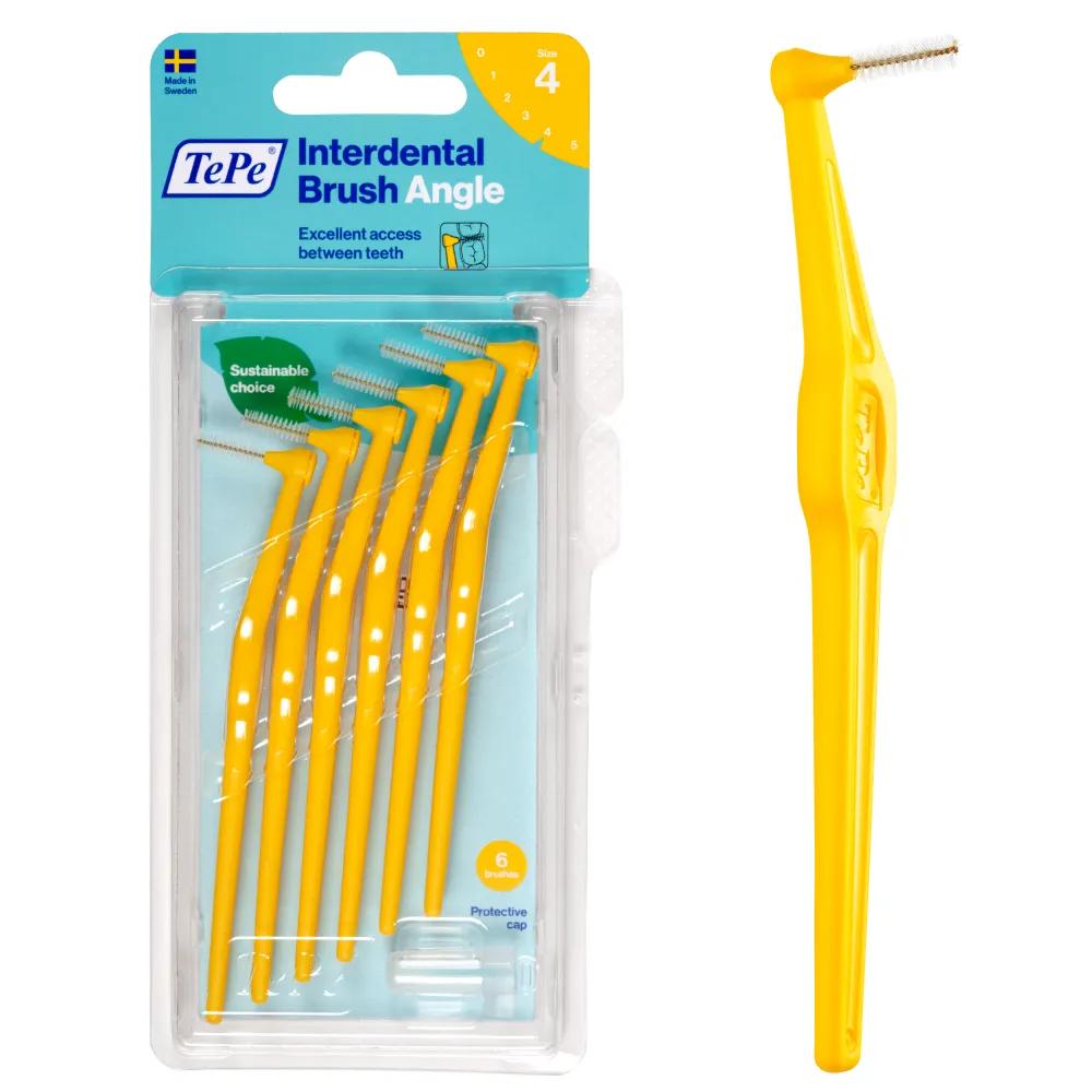 TePe Angle Giallo Scovolino Angolato Per Pulizia Interdentale Misura ISO 4 Filo 0,7 mm 6 Pezzi