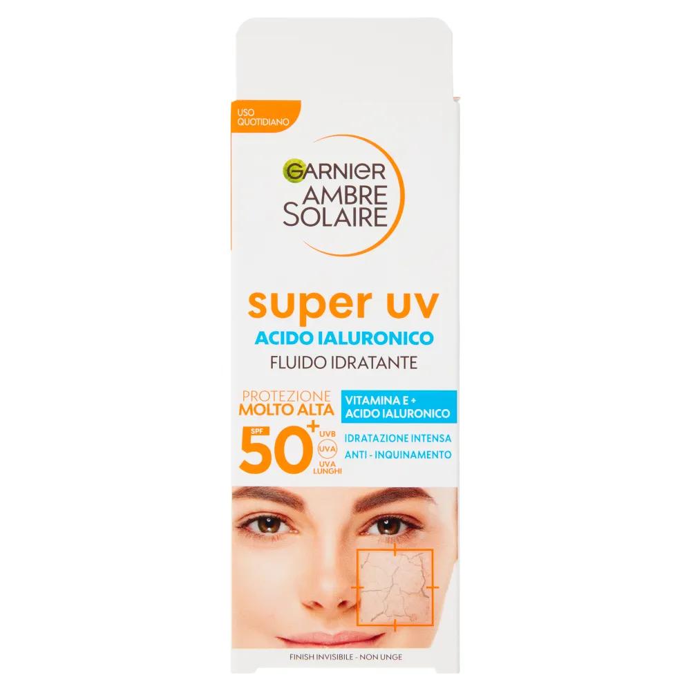 Garnier Ambre Solaire Super Uv Fluido Acido Ialuronico Idratante Viso Spf50+ 40 Ml