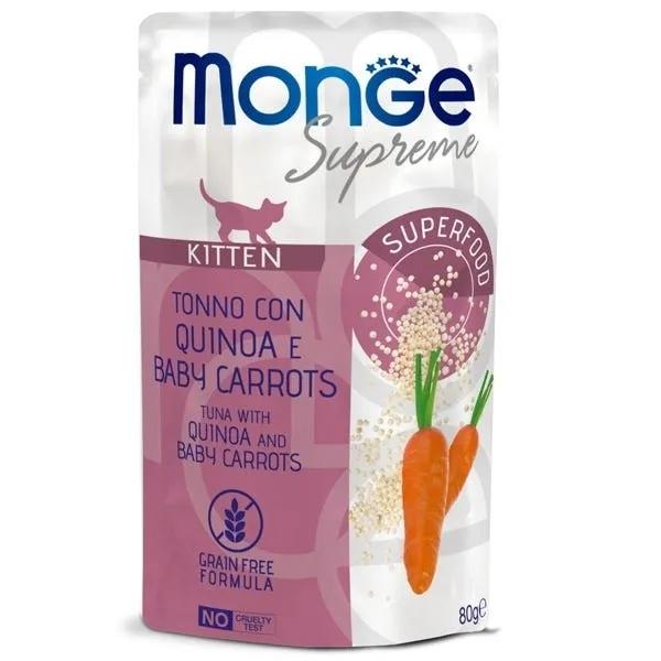 Monge Supreme Kitten Pezzetti Di Tonno Con Quinoa E Carote Baby Per Gatti Cuccioli 80 G