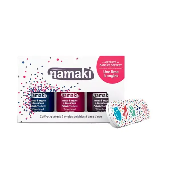 Namaki Coffret 3 Esmalte de Uña Infantil Azul Noche Ciruela + Lima para Uñas Gratis