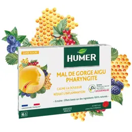 Humer Mal de Gorge Aigu Pharyngite Fruits Rouge dès 6 ans 20 pastilles