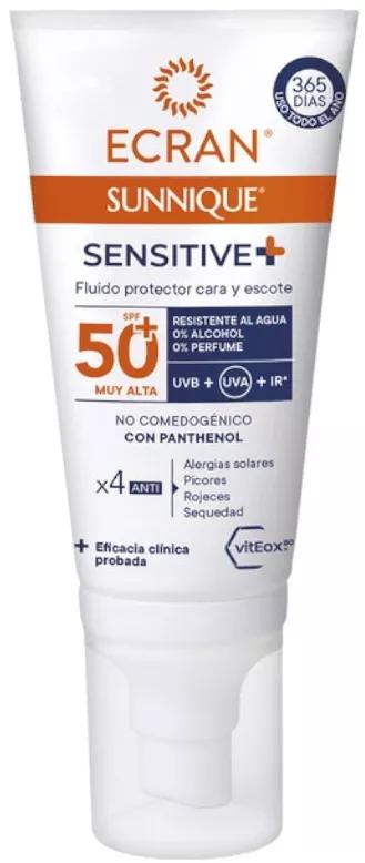 Ecran Sunnique Sensitive Gesichtsschutzflüssigkeit SPF50 50 ml